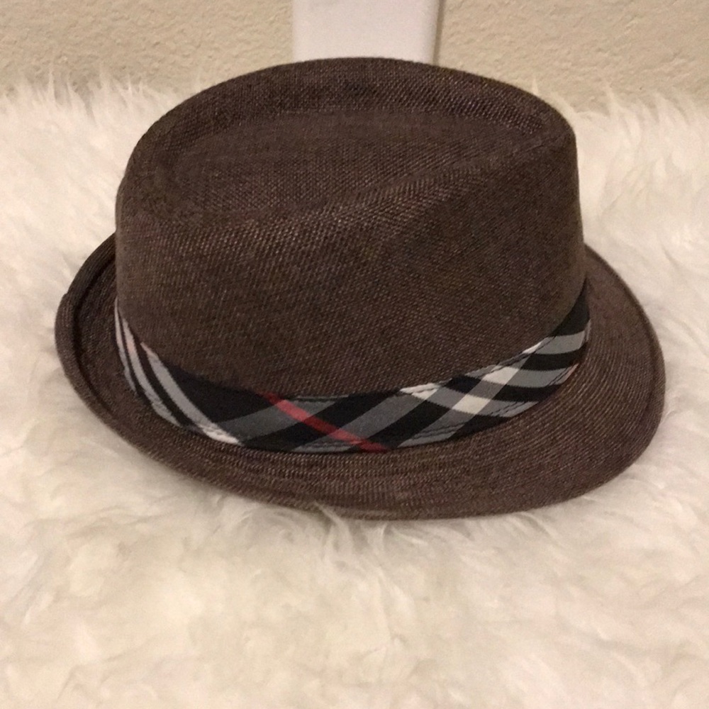 Fedora hat with plaid hatband